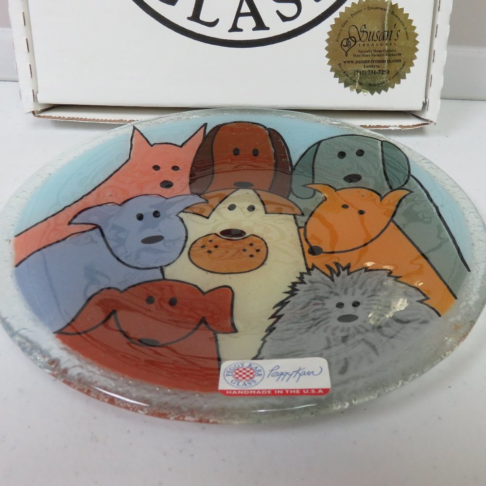 RARE Peggy Karr Dog Plate 7 3/4 inch in box